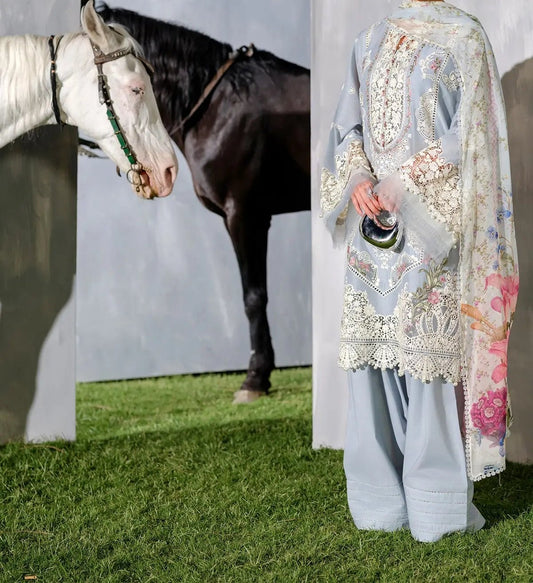 3Pc Embroidered Luxury Lawn Elaf Premium Unstitched Suit