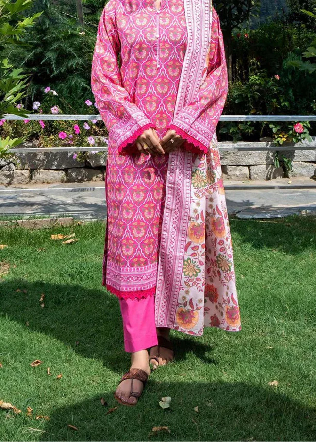 Choices W870 - Digital Printed 3pc Karandi Dress With Digital Printed Karandi Shawl.