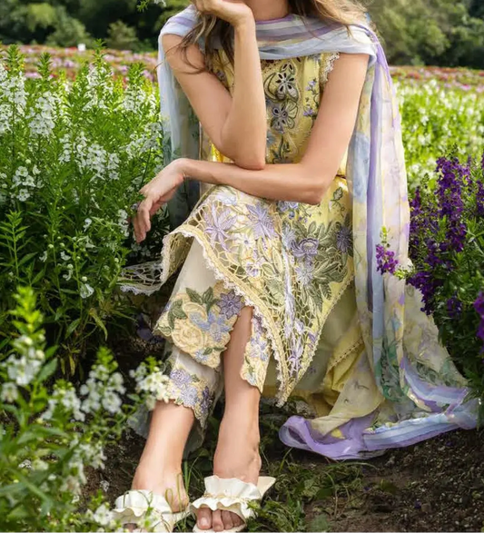 Choices S1429 - Embroidered 3pc Lawn Dress With Printed Lawn Dupatta. Choicesstore.pk