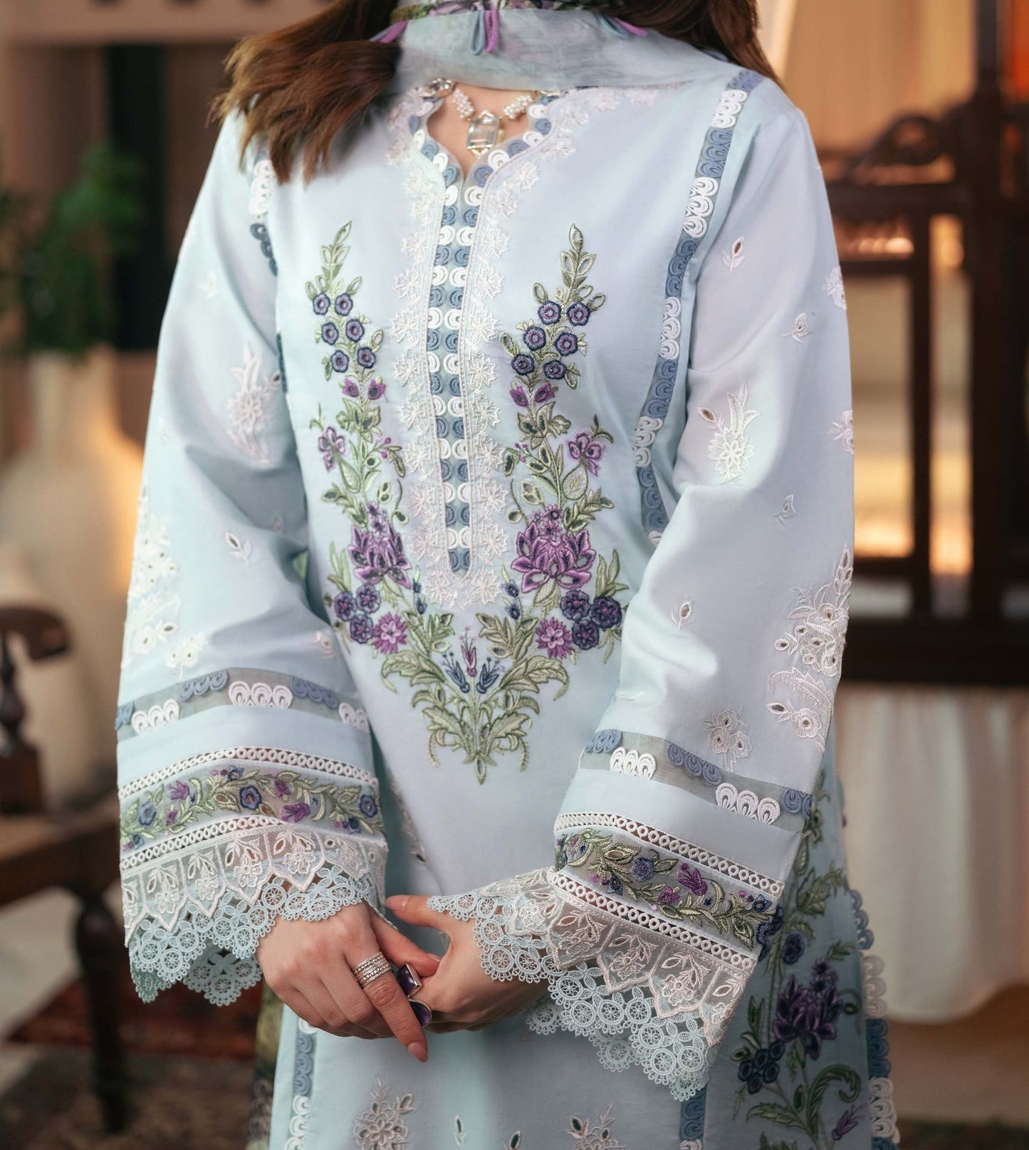 3pc Luxury Pure Lawn Unstitch Embroidered SUMMER Collection CODE. MC-1080
