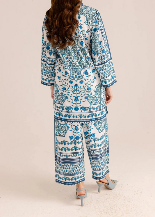 Choices W924 - Digital Printed 2pc Silk Dress.