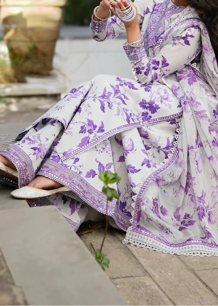 Choices S1299 - Printed & Embroidered 3pc Lawn Dress With Embroidered Sequence Chiffon Dupatta.