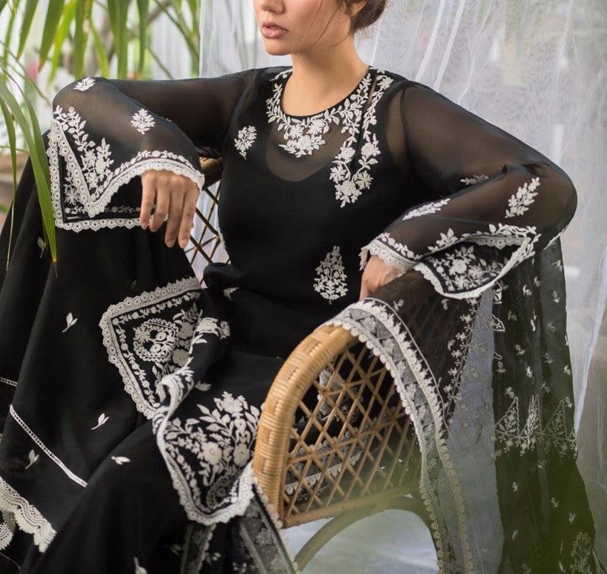 Choices S782-Embroidered 3pc organza dress with Embroidered organza duppata.