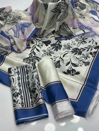 Choices W728 - Digital Printed 3pc Silk dress With Digital Printed Silk dupatta.