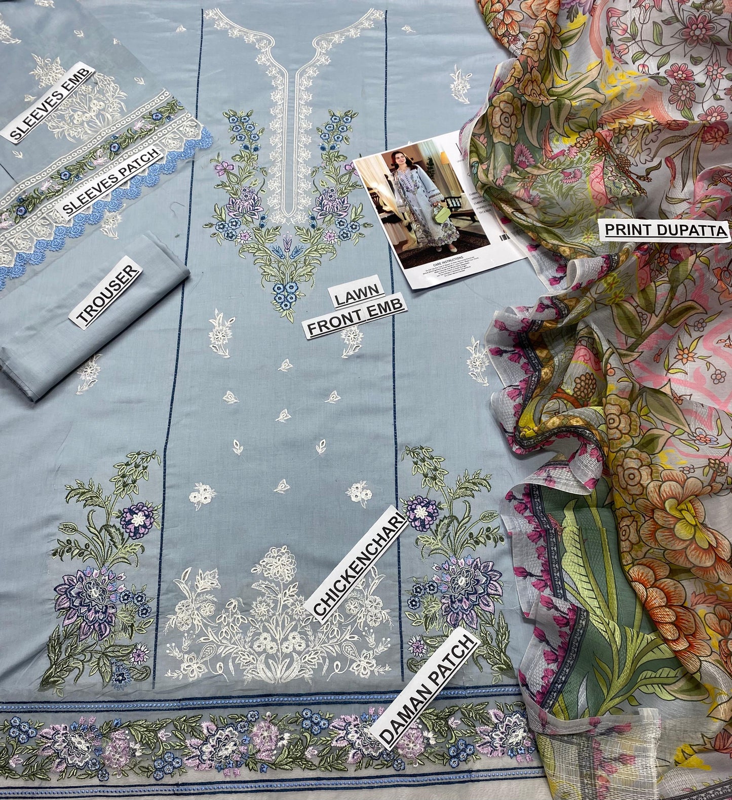 3pc Luxury Pure Lawn Unstitch Embroidered SUMMER Collection CODE. MC-1080