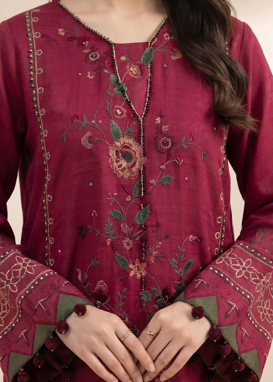 Choices S1380 - Embroidered 3pc Lawn Dress With Printed Lawn Dupatta.