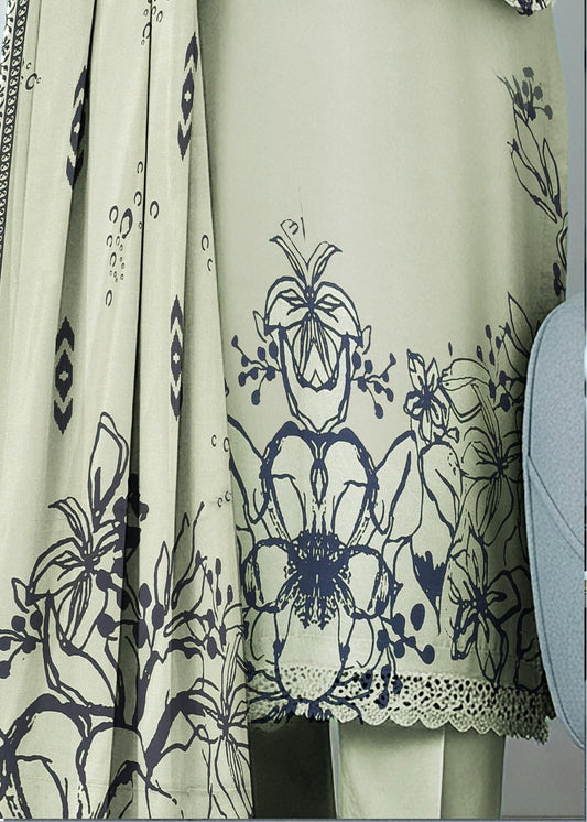 Choices W791 - Digital Printed 3pc Silk dress With Digital Printed Silk dupatta.