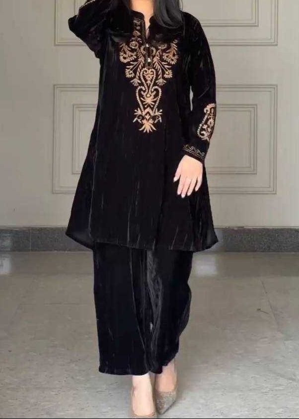 Choices W996-Embroidered 2pc Velvet Dress.