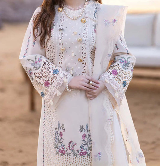 Qalamkar Luxury Chiken Kari Lawn Unstitched 3 Pieces CODE. 1489