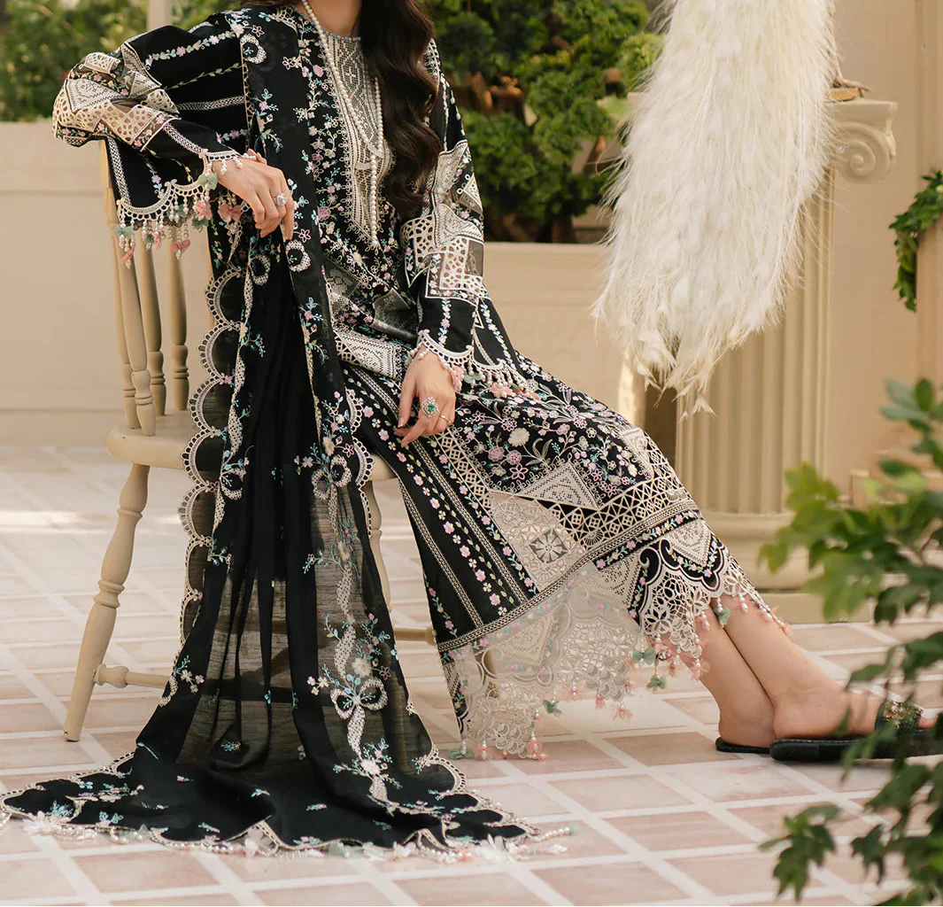 Choices S1373 - Embroidered 3pc Lawn Dress With Embroidered Chiffon Dupatta.