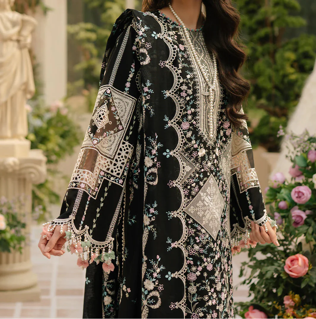 Choices S1373 - Embroidered 3pc Lawn Dress With Embroidered Chiffon Dupatta.