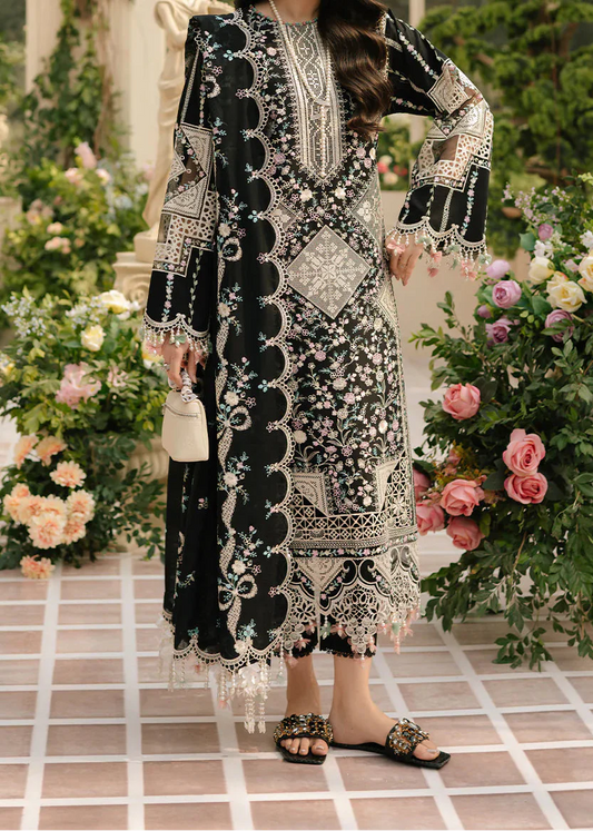 Choices S1373 - Embroidered 3pc Lawn Dress With Embroidered Chiffon Dupatta.