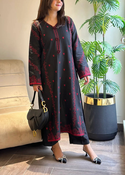 Choices W634-Embroidered 2Pc Linen Dress.