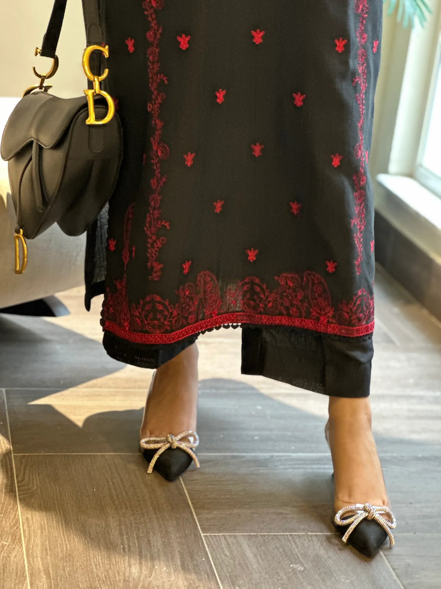 Choices W634-Embroidered 2Pc Linen Dress.