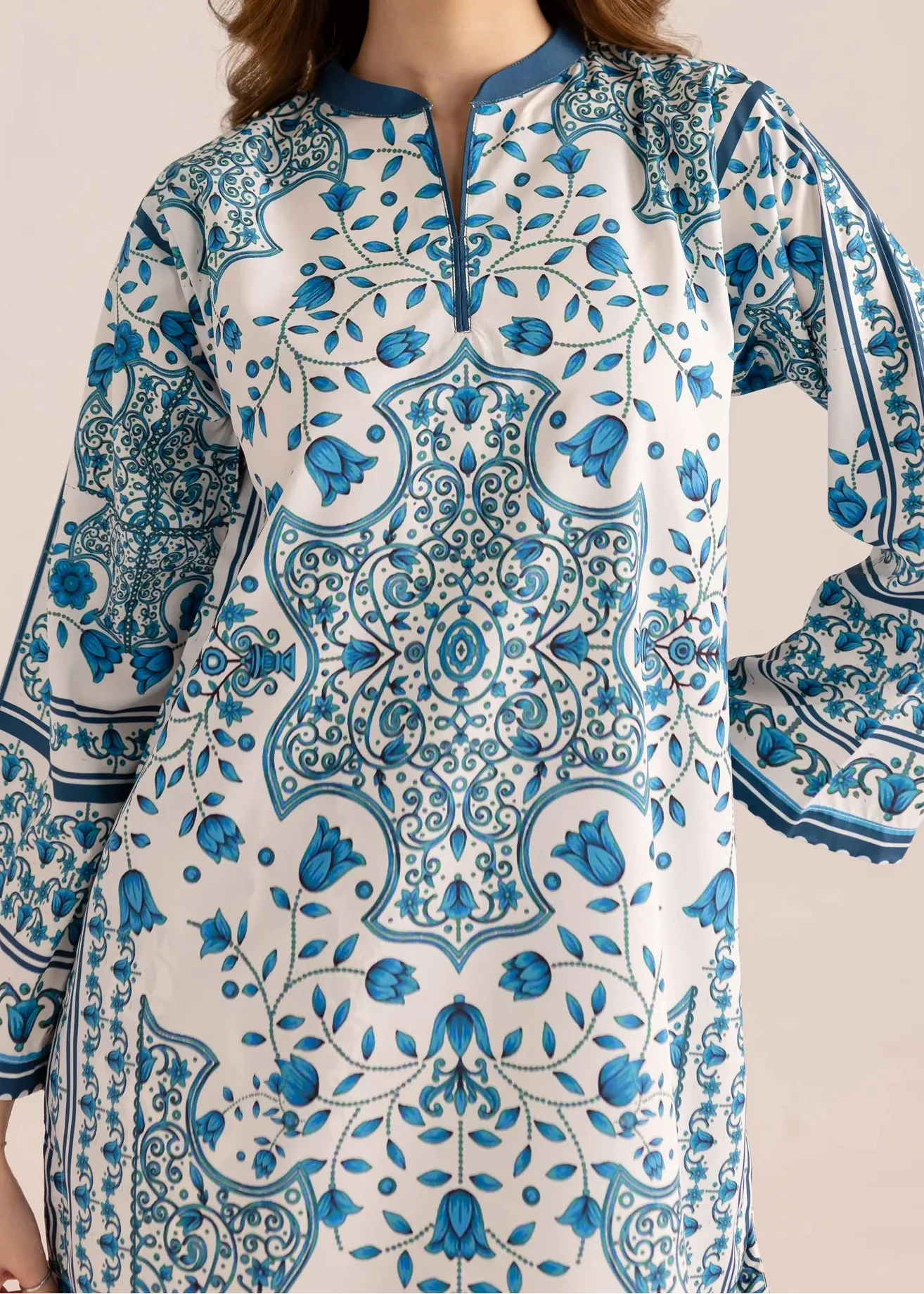 Choices W924 - Digital Printed 2pc Silk Dress.