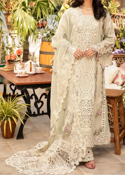 Choices S1428 - Embroidered 3pc CHIKANKARI Lawn Dress With Embroidered Chiffon Dupatta.