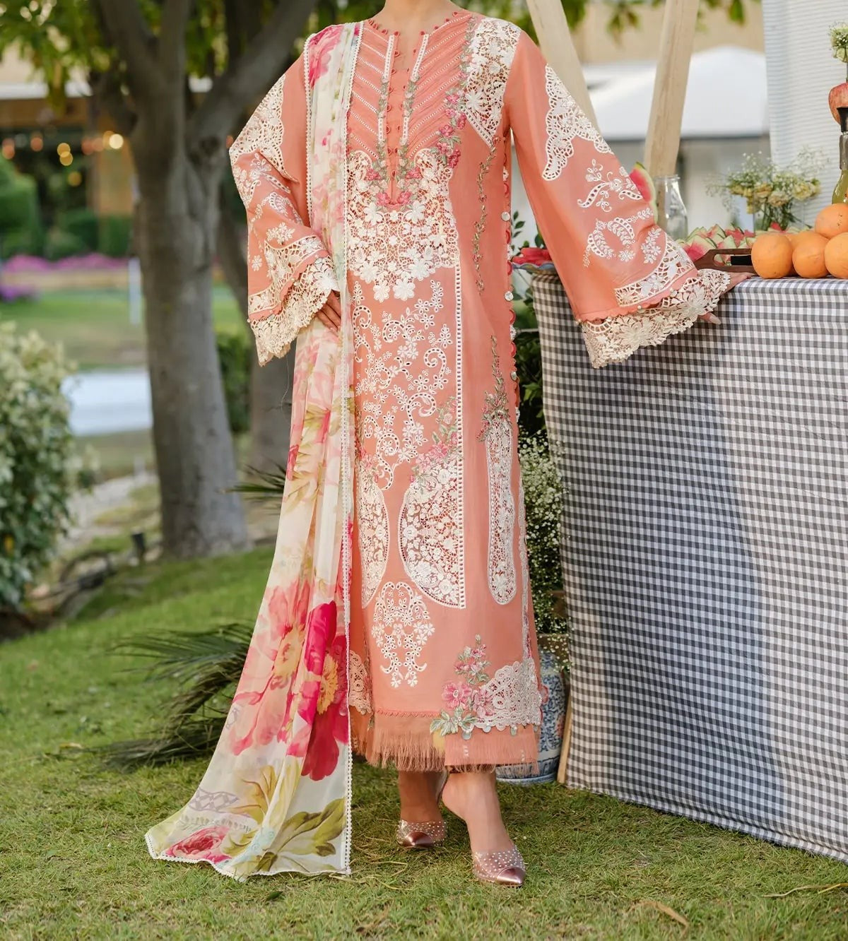 Elaf Premium 3pc Embroidered Lawn Summer Collection  CODE. 1003