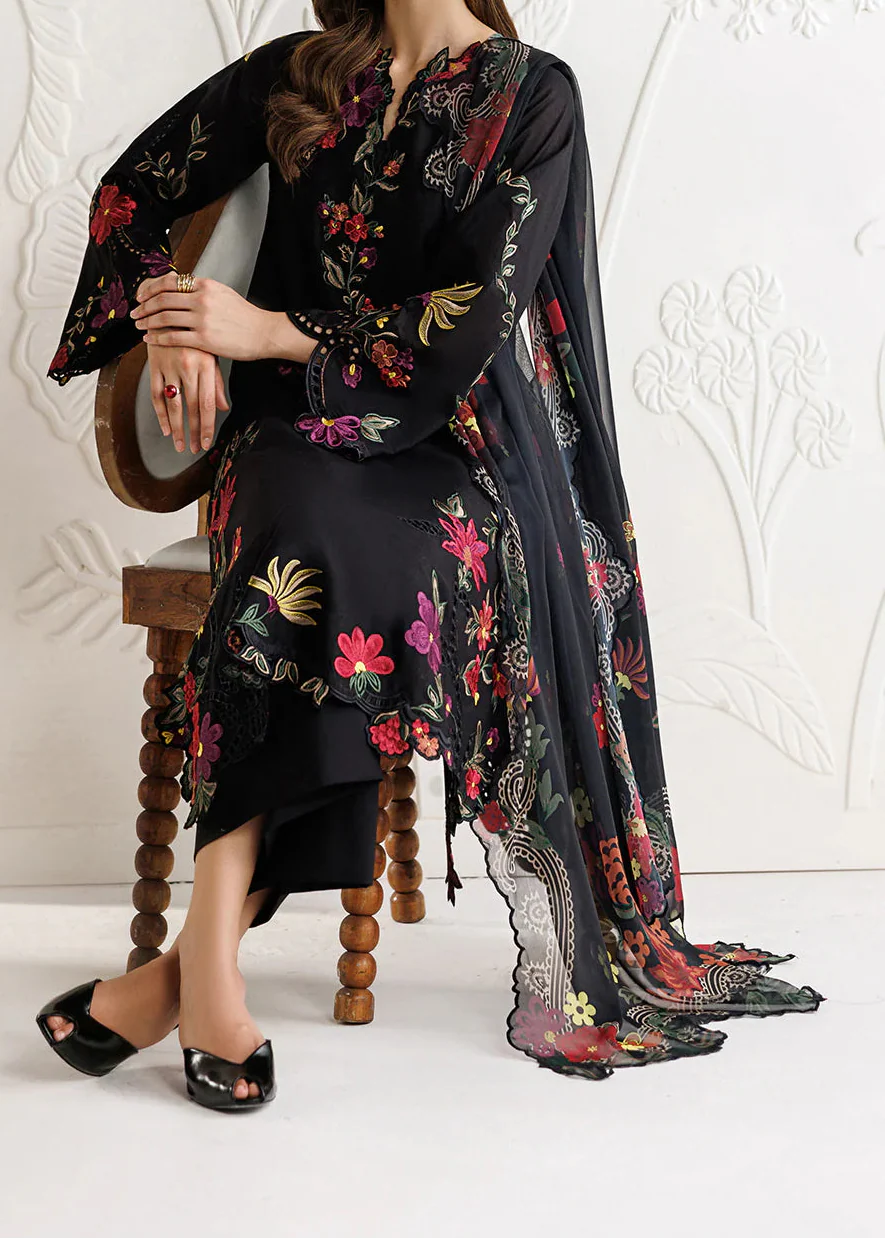 Choices-c1263 - Embroidered 3pc CHIKANKARI Lawn Dress With Printed Lawn Dupatta.