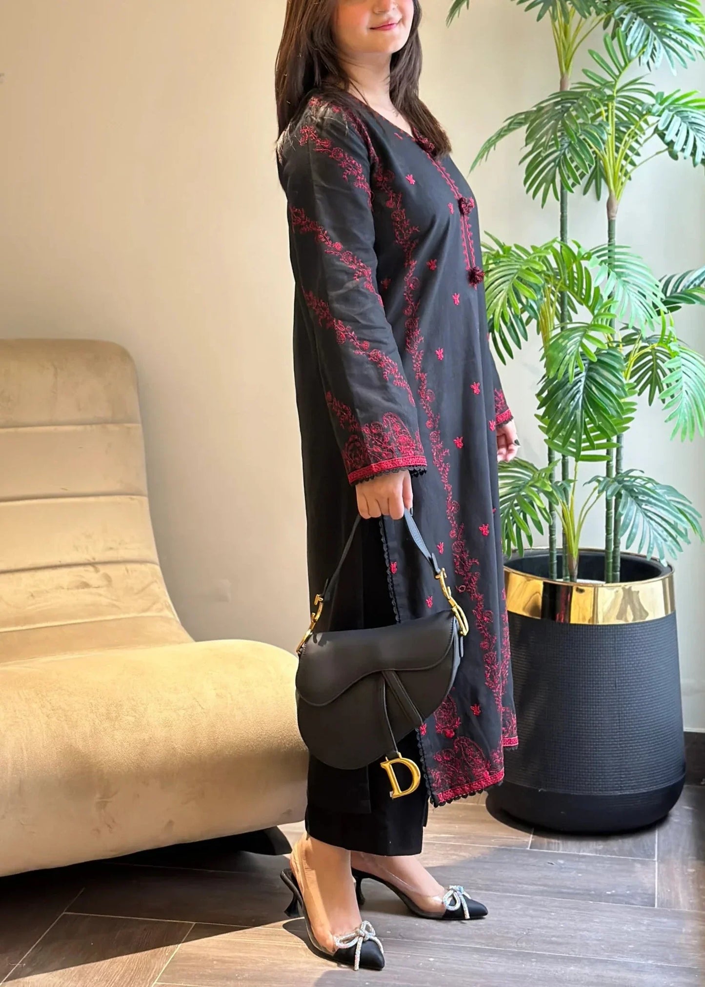 Choices W634-Embroidered 2Pc Linen Dress.
