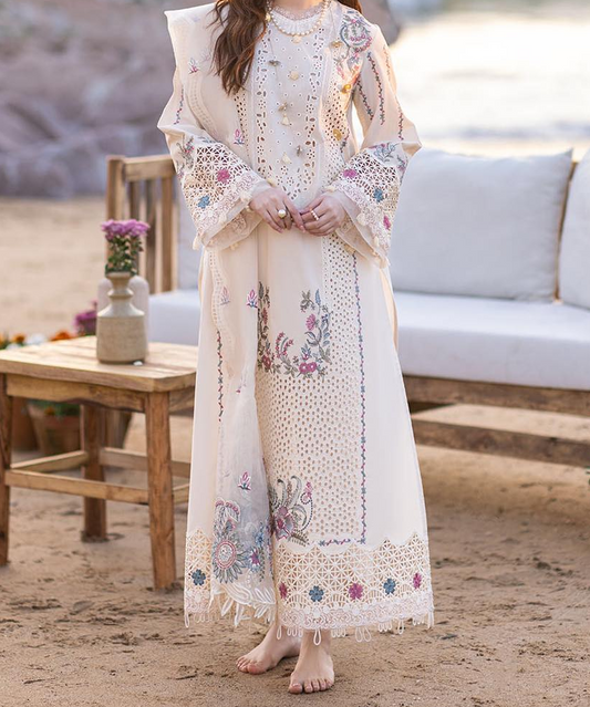 Qalamkar Luxury Chiken Kari Lawn Unstitched 3 Pieces CODE. 1489