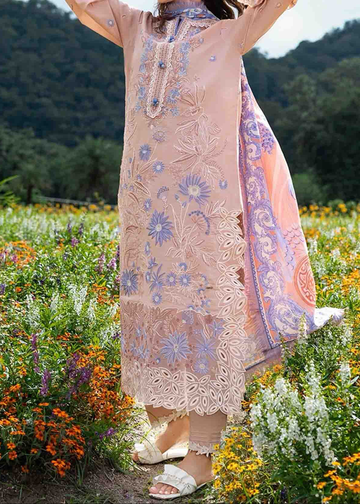 Choices S1426 - Embroidered 3pc Lawn Dress With Printed Lawn Dupatta.