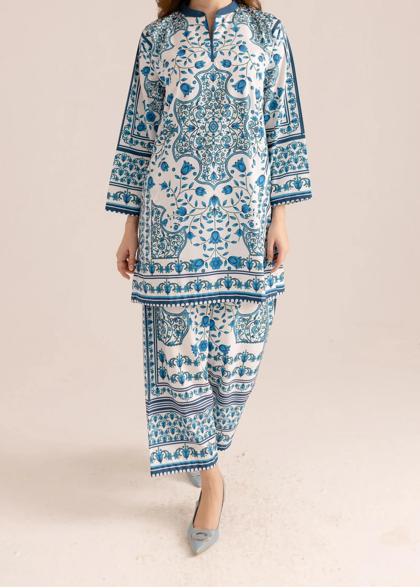 Choices W924 - Digital Printed 2pc Silk Dress.