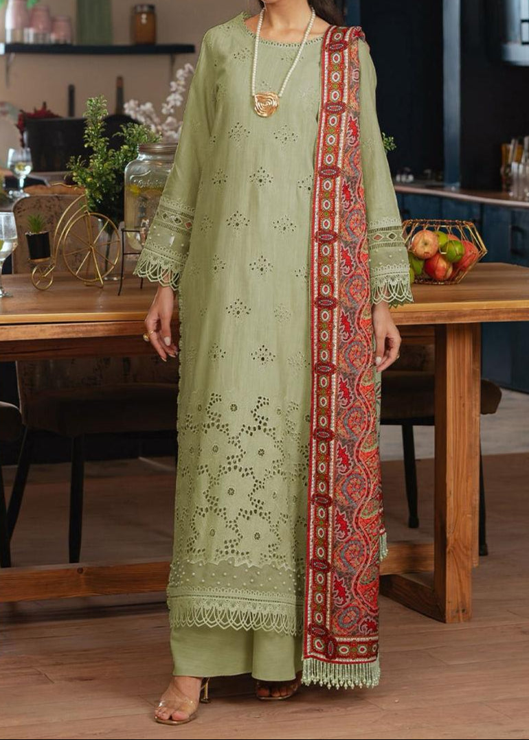 Choices S905-Embroidered 3PC CHIKANKARI Lawn Dress With Printed Munar Dupatta.