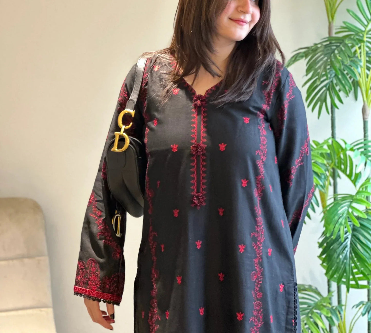 Choices W634-Embroidered 2Pc Linen Dress.