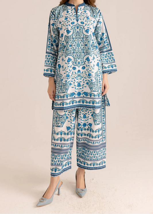 Choices W924 - Digital Printed 2pc Silk Dress.