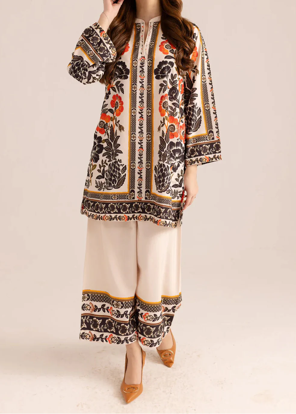 CS-113 AQUA- STITCHED 2PC PRINTED CO-ORD SET.