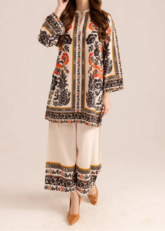 CS-113 AQUA- STITCHED 2PC PRINTED CO-ORD SET.