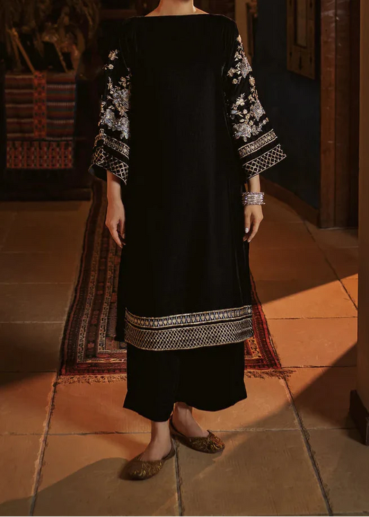 Choices W1004-Embroidered 2pc Velvet Dress.