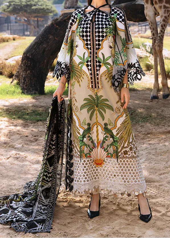 Choices S1364 - Printed & Embroidered 3pc Lawn Dress With Embroidered Sequence Chiffon Dupatta.