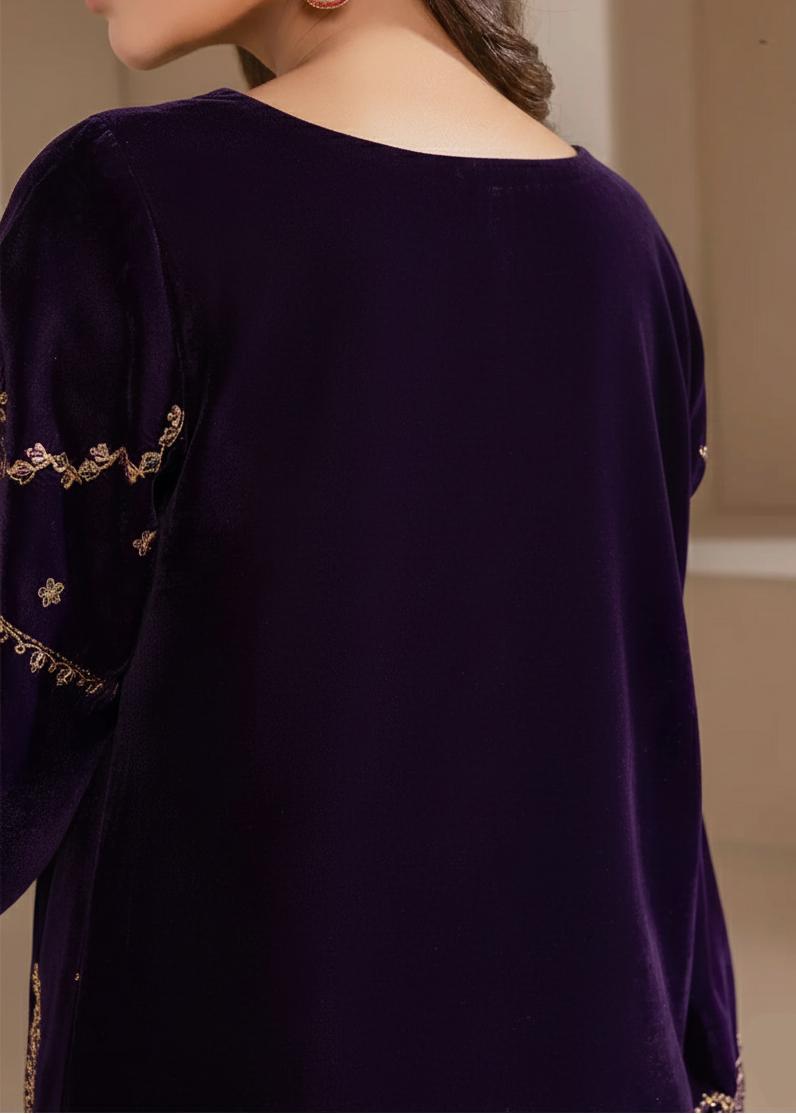 Choices W937-Embroidered 2pc Velvet Dress.
