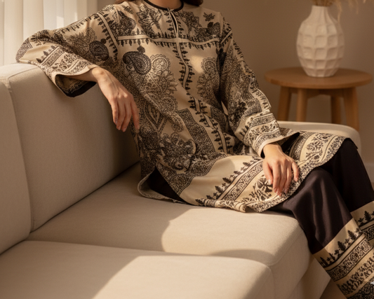 Choices W725 - Digital Printed 3pc Silk dress With Digital Printed Silk dupatta.
