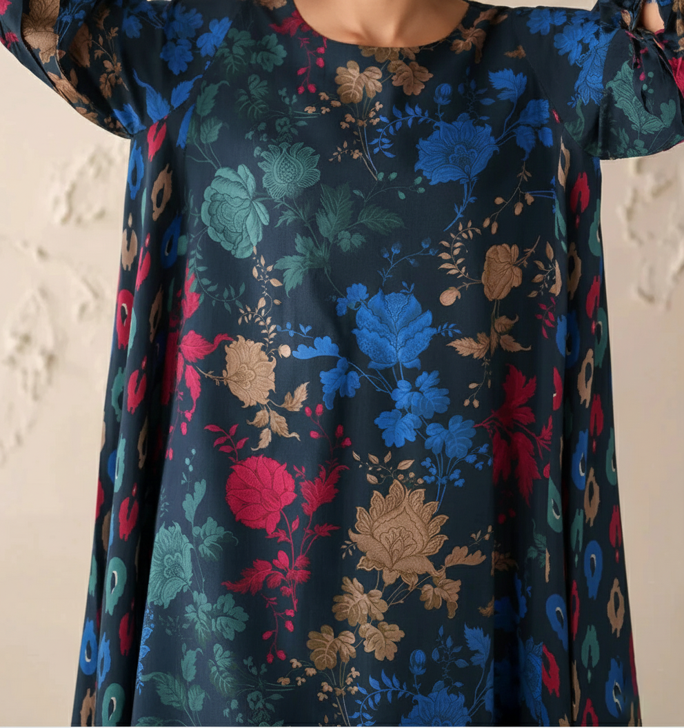 Choices W780 - Digital Printed 3pc Karandi Dress With Digital Printed Karandi Shawl.