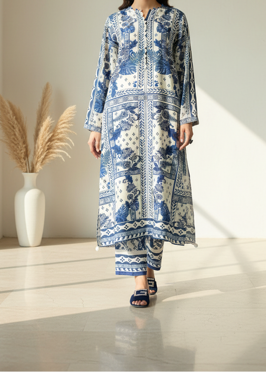 Choices W723 - Digital Printed 3pc Silk dress With Digital Printed Silk dupatta.