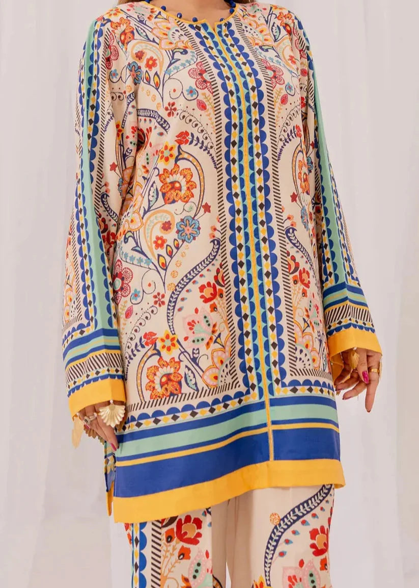 Choices W729 - Digital Printed 3pc Silk dress With Digital Printed Silk dupatta.