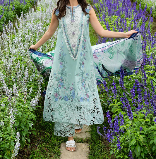 Choices S1460 - Embroidered 3pc Lawn Dress With Printed Lawn Dupatta. Choicesstore.pk