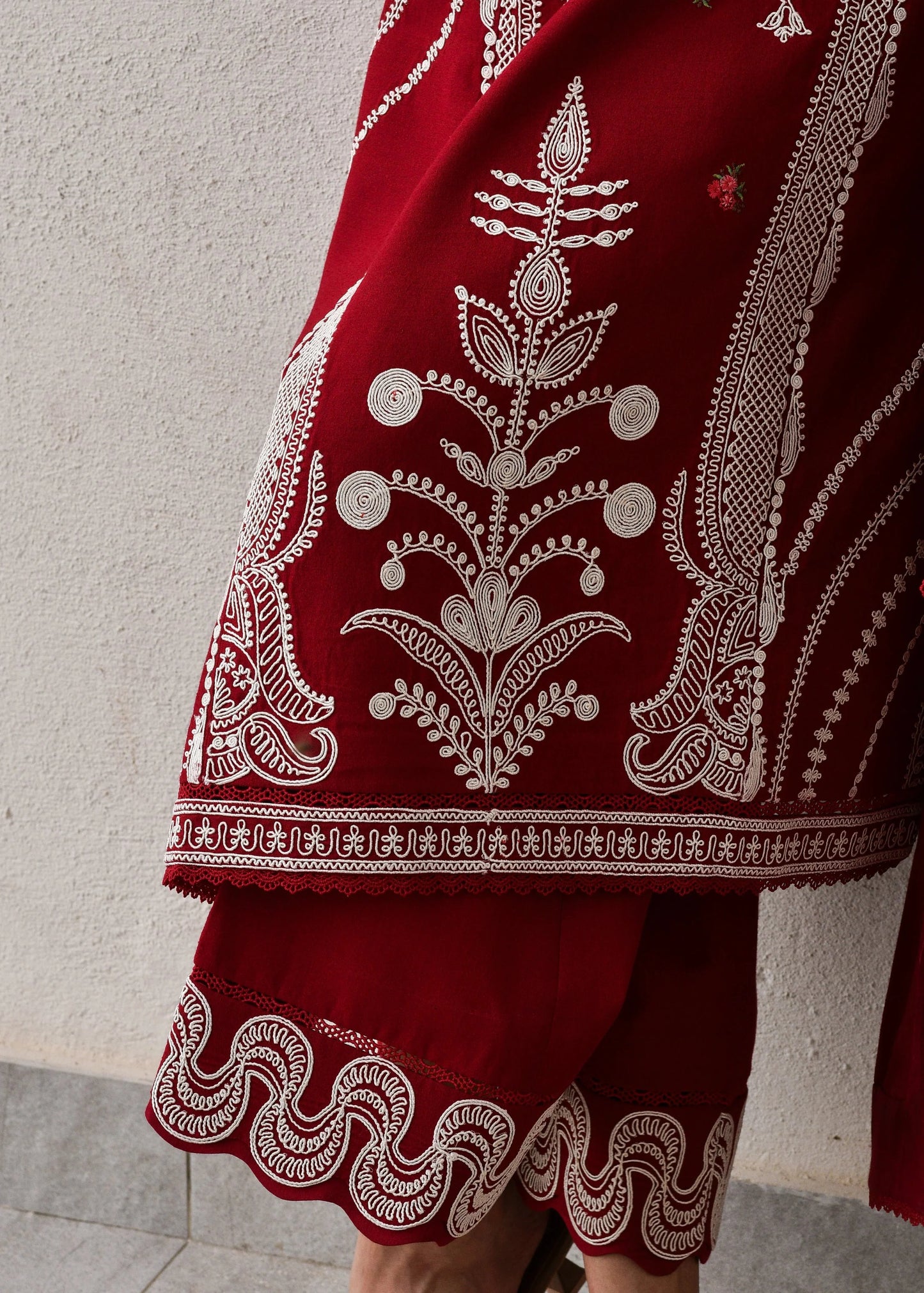 Choices W932-Embroidered 3pc Marina Dress With Embroidered Marina Shawl.
