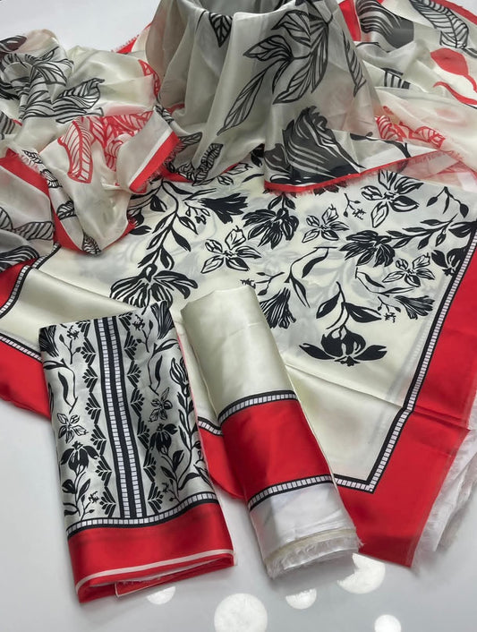Choices W700 - Digital Printed 3pc Silk dress With Digital Printed Silk  Dupatta.