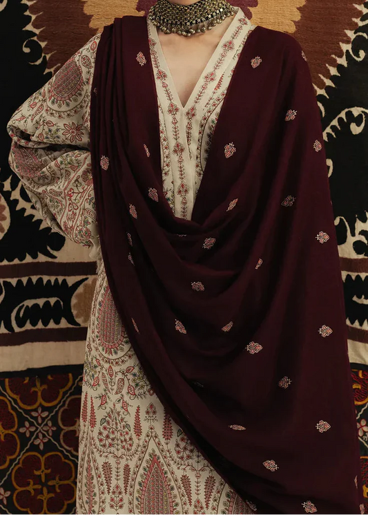 Choices W979-Embroidered 3pc Marina Dress With Printed Shawl. Choicesstore.pk