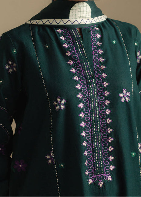 Choices W930-Embroidered 3pc Marina Dress With Printed Shawl.