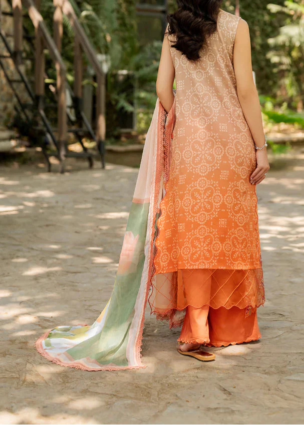 Choices S1365 - Printed & Embroidered 3pc Lawn Dress With Embroidered Sequence Chiffon Dupatta.