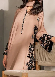 Choices W1009-Embroidered 3pc Marina Dress With Dyed Chiffon Dupatta.