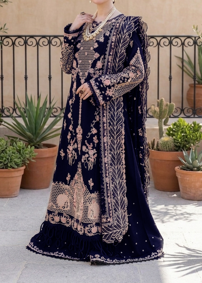 Choices S1233-Embroidered 3pc Lawn Dress With Embroidered  Munar Dupatta.