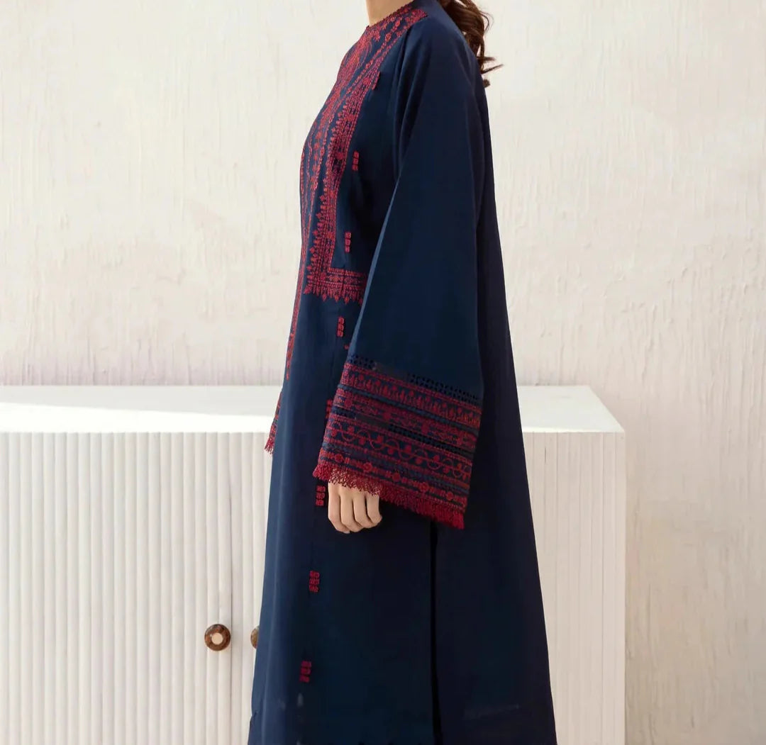 Choices W681- Embroidered 2pc Linen dress