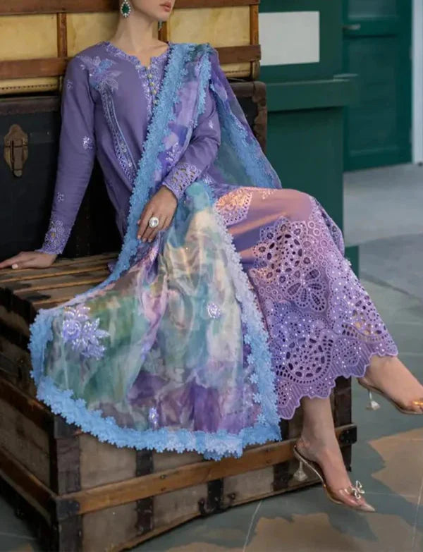 Choices S1113-Embroidered 3pc CHIKANKARI Lawn dress with Printed Munar Dupatta.