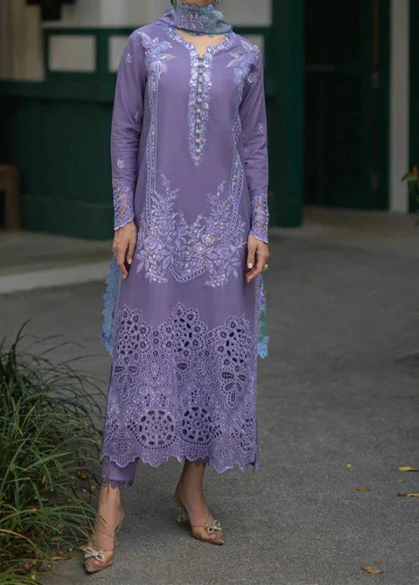 Choices S1113-Embroidered 3pc CHIKANKARI Lawn dress with Printed Munar Dupatta.