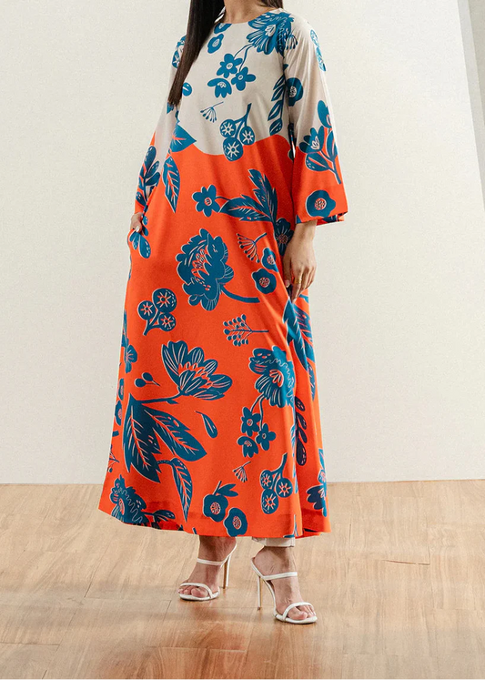 Choices W922 - Digital Printed 2pc Silk Dress.